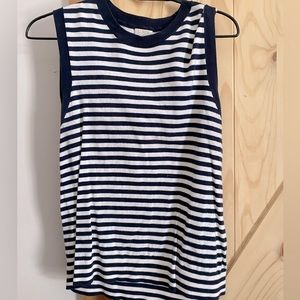 Jcrew cotton sleeveless navy and white stripped sweater. Medium